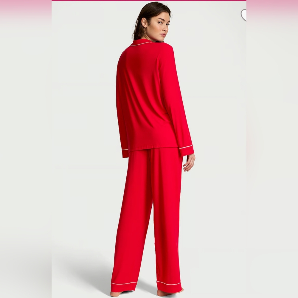VICTORIA SECRET Modal Soft Long Pajama Set Red Lipstick. Size S - Picture 2 of 6